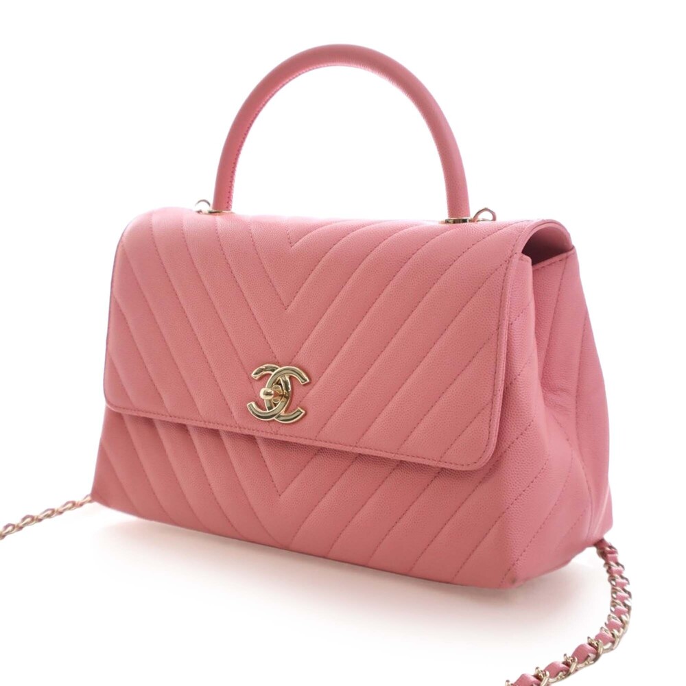 Pre-Loved Chanel Small Caviar Chevron Coco Top Handle Bag - Picture 3 of 12